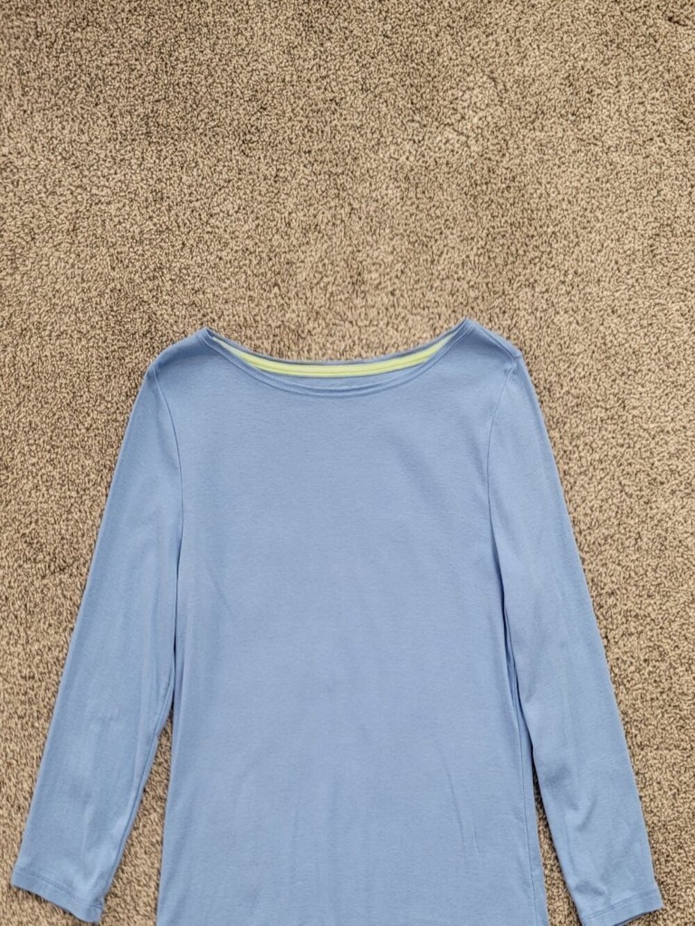 The Talbots Tee  Blue 3/4 Sleeve 100% Pima Cotton Womens Top Size Med - Picture 5 of 10